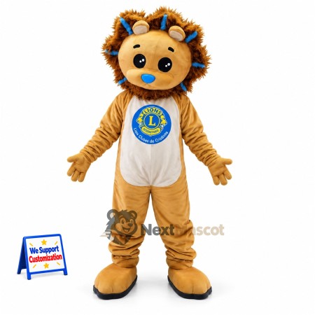 Lion Mascot Costume - Blue Mane Highlights Lion Mascot Costume - Blue Mane Highlights