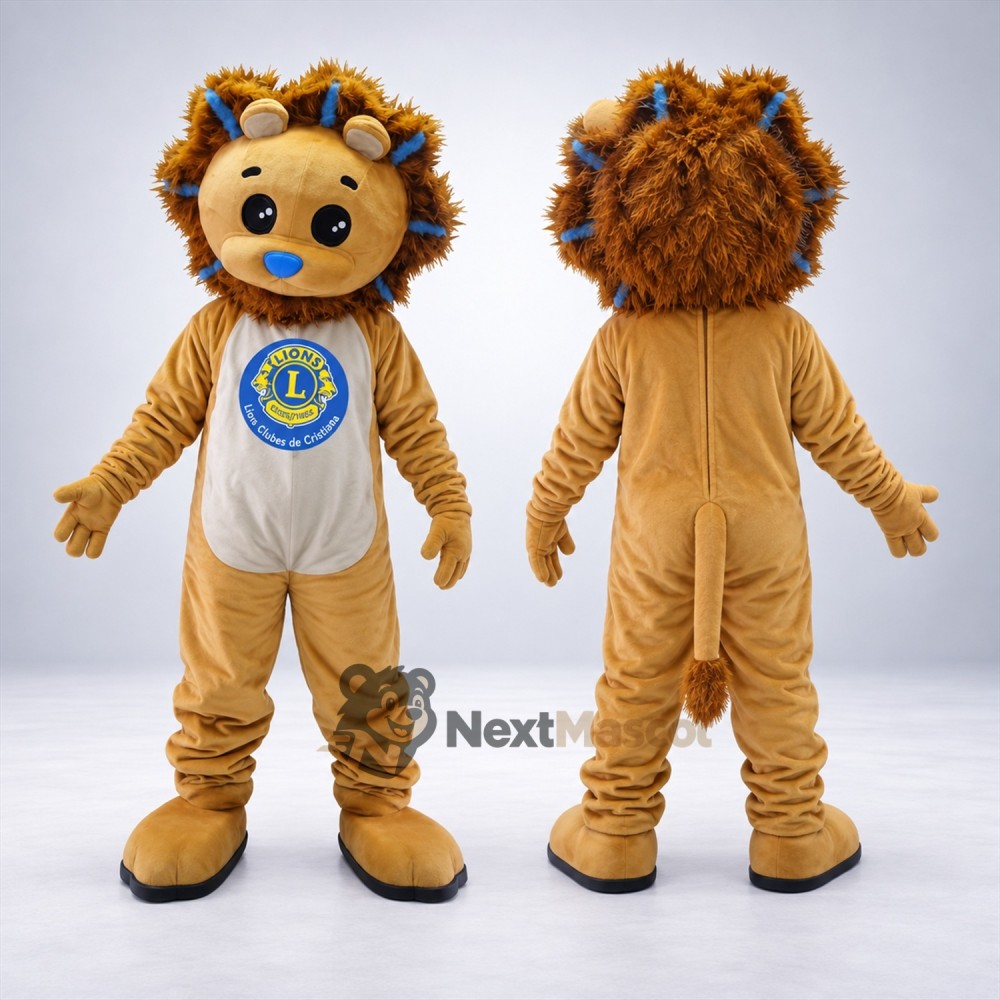 Lion Mascot Costume - Blue Mane Highlights Lion Mascot Costume - Blue Mane Highlights