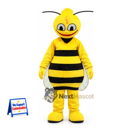 Bee Mascot Costume - Yellow, Long Clear Wings Bee Mascot Costume - Yellow, Long Clear Wings
