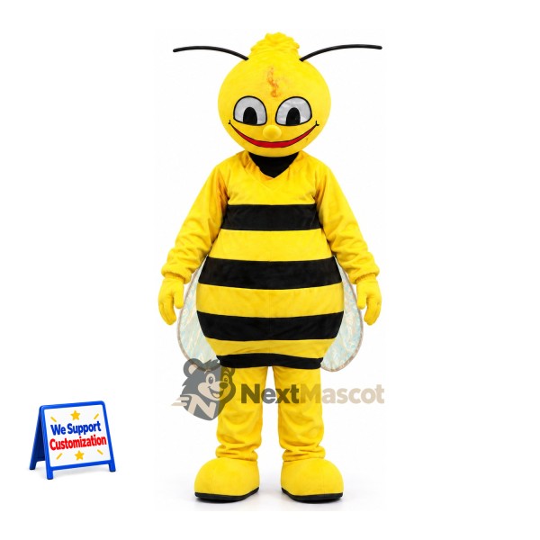 Bee Mascot Costume - Yellow, Long Clear Wings