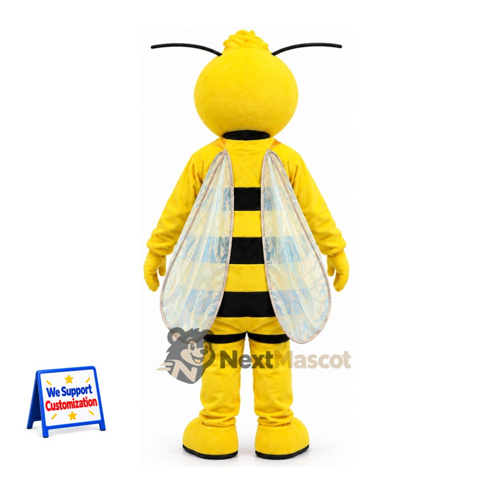 Bee Mascot Costume - Yellow, Long Clear Wings Bee Mascot Costume - Yellow, Long Clear Wings