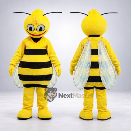 Bee Mascot Costume - Yellow, Long Clear Wings Bee Mascot Costume - Yellow, Long Clear Wings