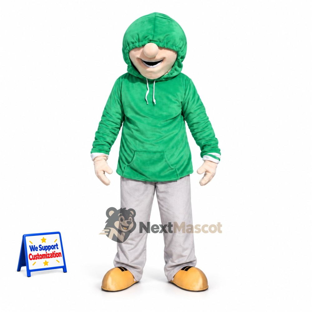 Man Mascot Costume - Green Hoodie Man Mascot Costume - Green Hoodie