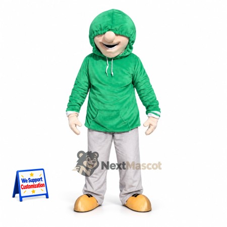Man Mascot Costume - Green Hoodie Man Mascot Costume - Green Hoodie