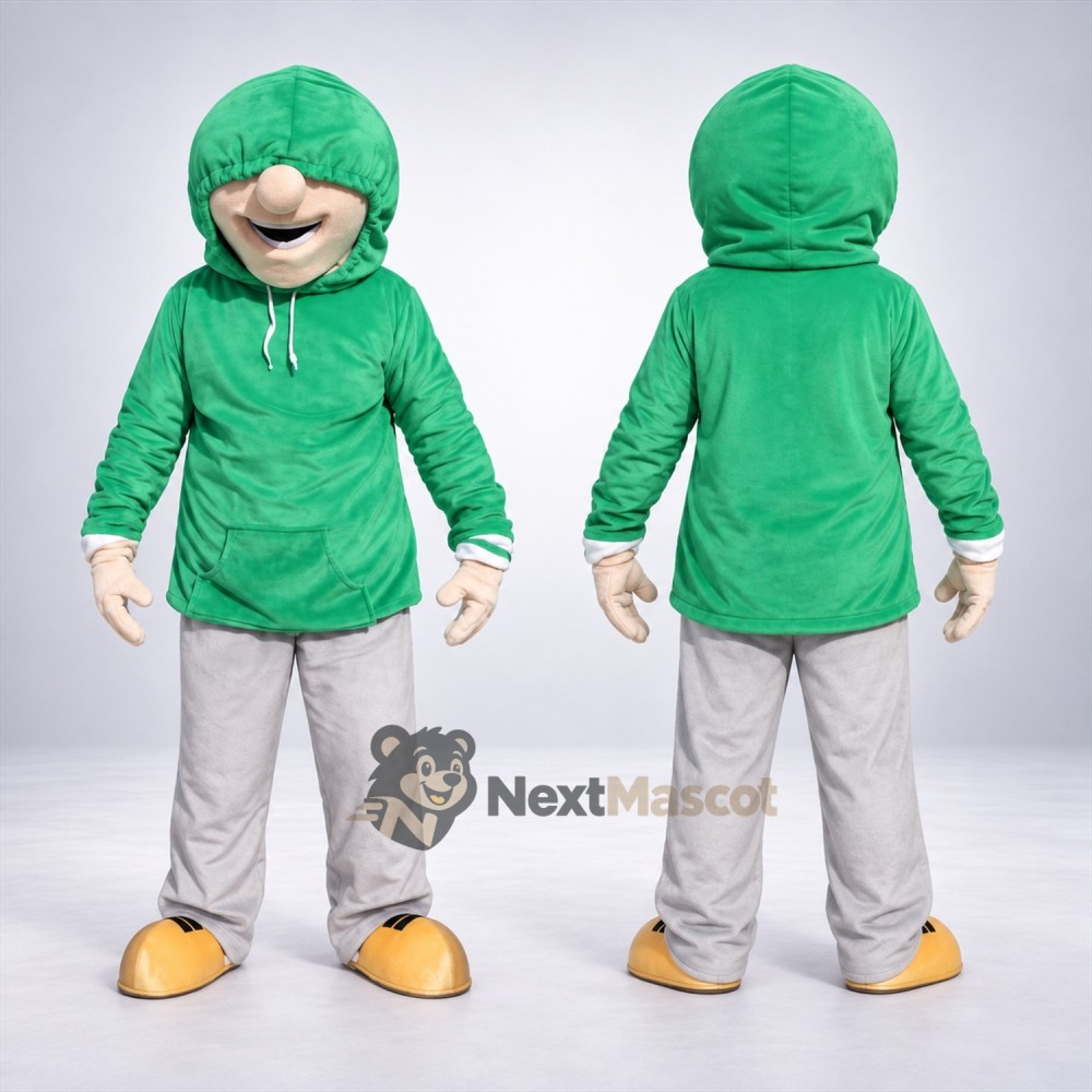 Man Mascot Costume - Green Hoodie Man Mascot Costume - Green Hoodie