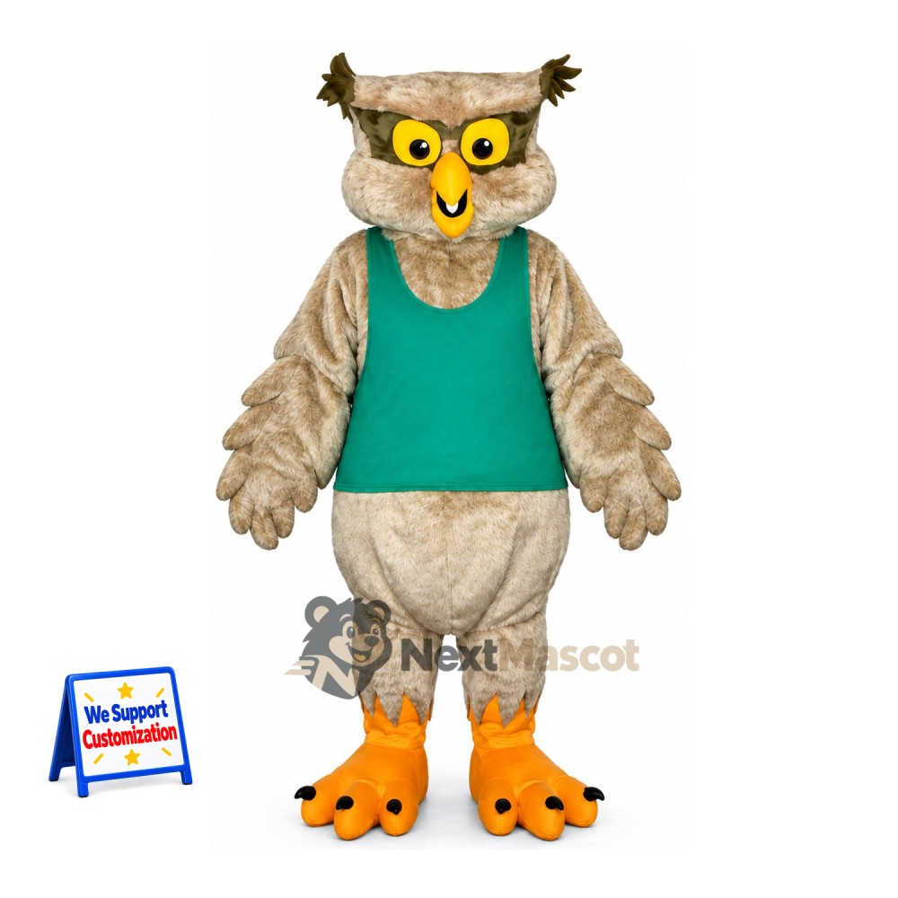 Owl Mascot Costume - Green Shirt Owl Mascot Costume - Green Shirt