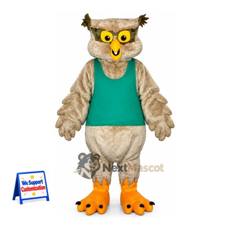 Owl Mascot Costume - Green Shirt Owl Mascot Costume - Green Shirt