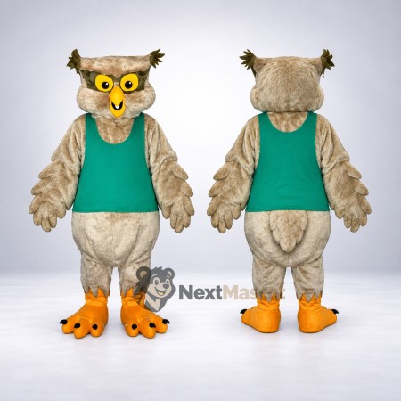 Owl Mascot Costume - Green Shirt Owl Mascot Costume - Green Shirt