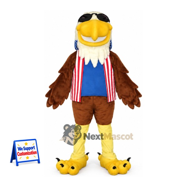 Bald Eagle Mascot Costume - Red and White Striped Vest