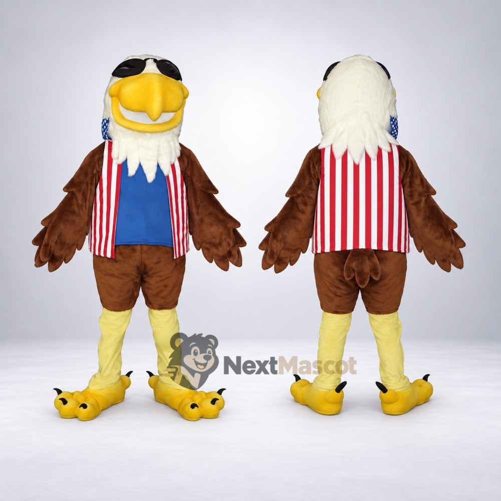 Bald Eagle Mascot Costume - Red and White Striped Vest