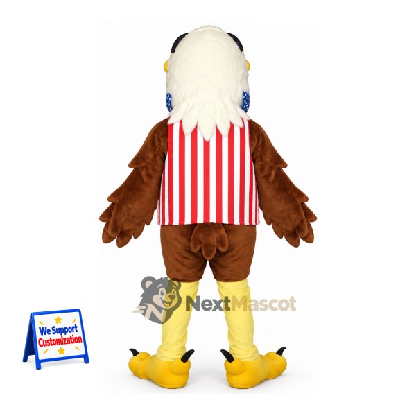 Bald Eagle Mascot Costume - Red and White Striped Vest Bald Eagle Mascot Costume - Red and White Striped Vest