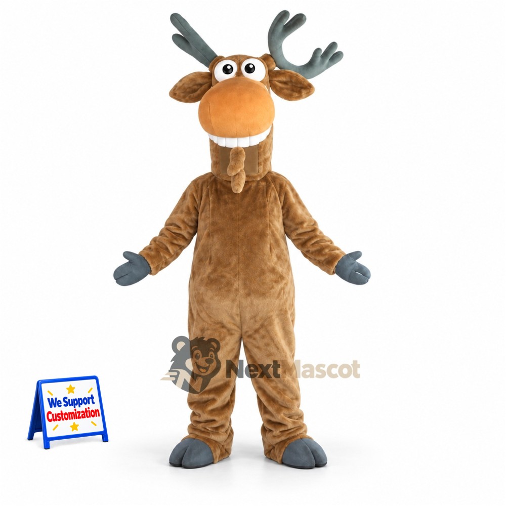 Moose Mascot Costume - Brown for School Fairs Moose Mascot Costume - Brown for School Fairs