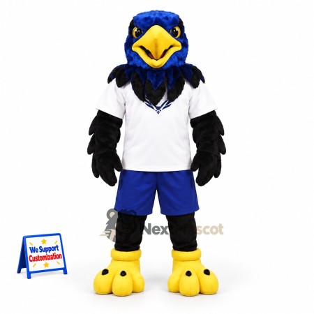 Eagle Mascot Costume - Blue, White Shirt for Sports Days Eagle Mascot Costume - Blue, White Shirt for Sports Days