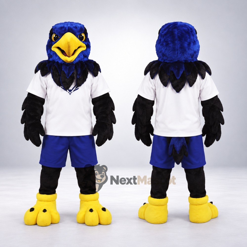Eagle Mascot Costume - Blue, White Shirt for Sports Days Eagle Mascot Costume - Blue, White Shirt for Sports Days