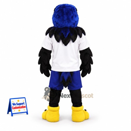 Eagle Mascot Costume - Blue, White Shirt for Sports Days Eagle Mascot Costume - Blue, White Shirt for Sports Days