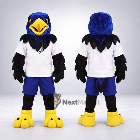 Eagle Mascot Costume - Blue, White Shirt for Sports Days Eagle Mascot Costume - Blue, White Shirt for Sports Days
