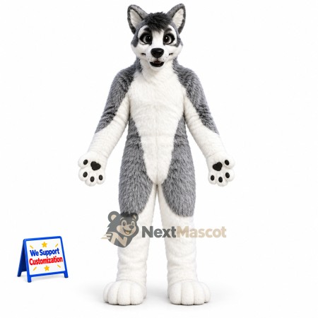 Husky Mascot Costume - Gray for Grand Openings Husky Mascot Costume - Gray for Grand Openings