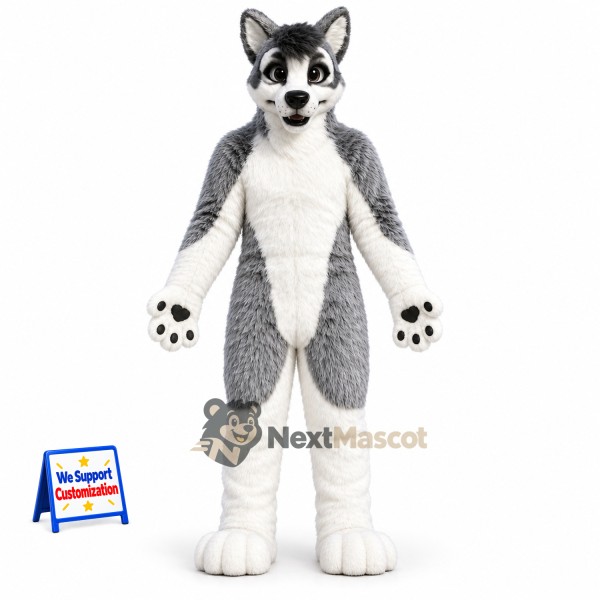Husky Mascot Costume - Gray for Grand Openings