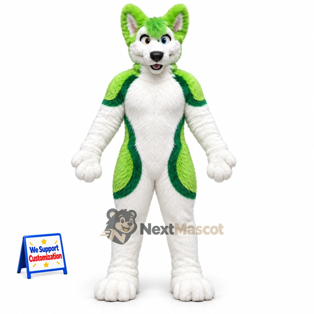 Wolf Mascot Costume - Green and White