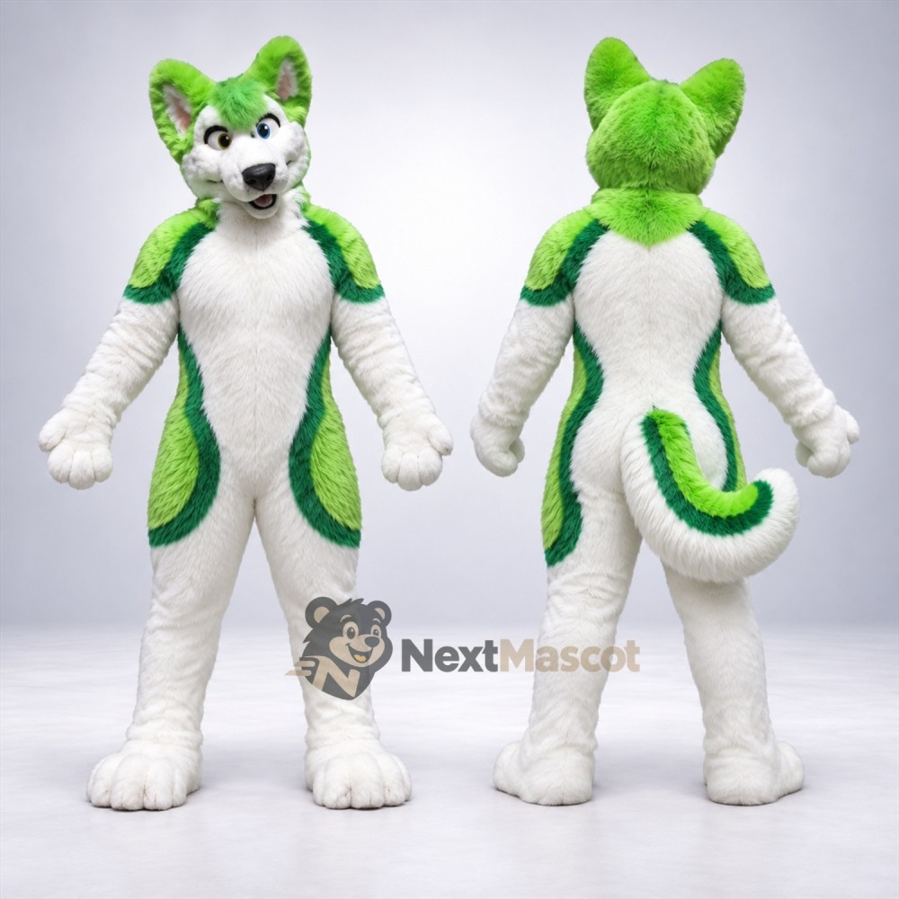 Wolf Mascot Costume - Green and White