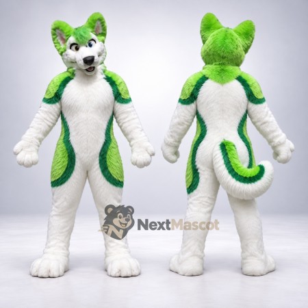 Wolf Mascot Costume - Green and White
