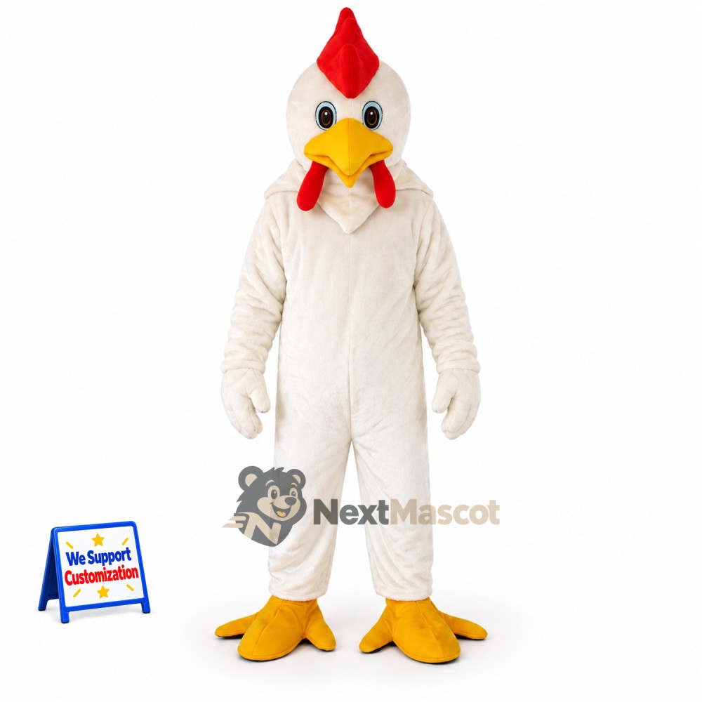 Rooster Mascot Costume - White for Street Fairs Rooster Mascot Costume - White for Street Fairs
