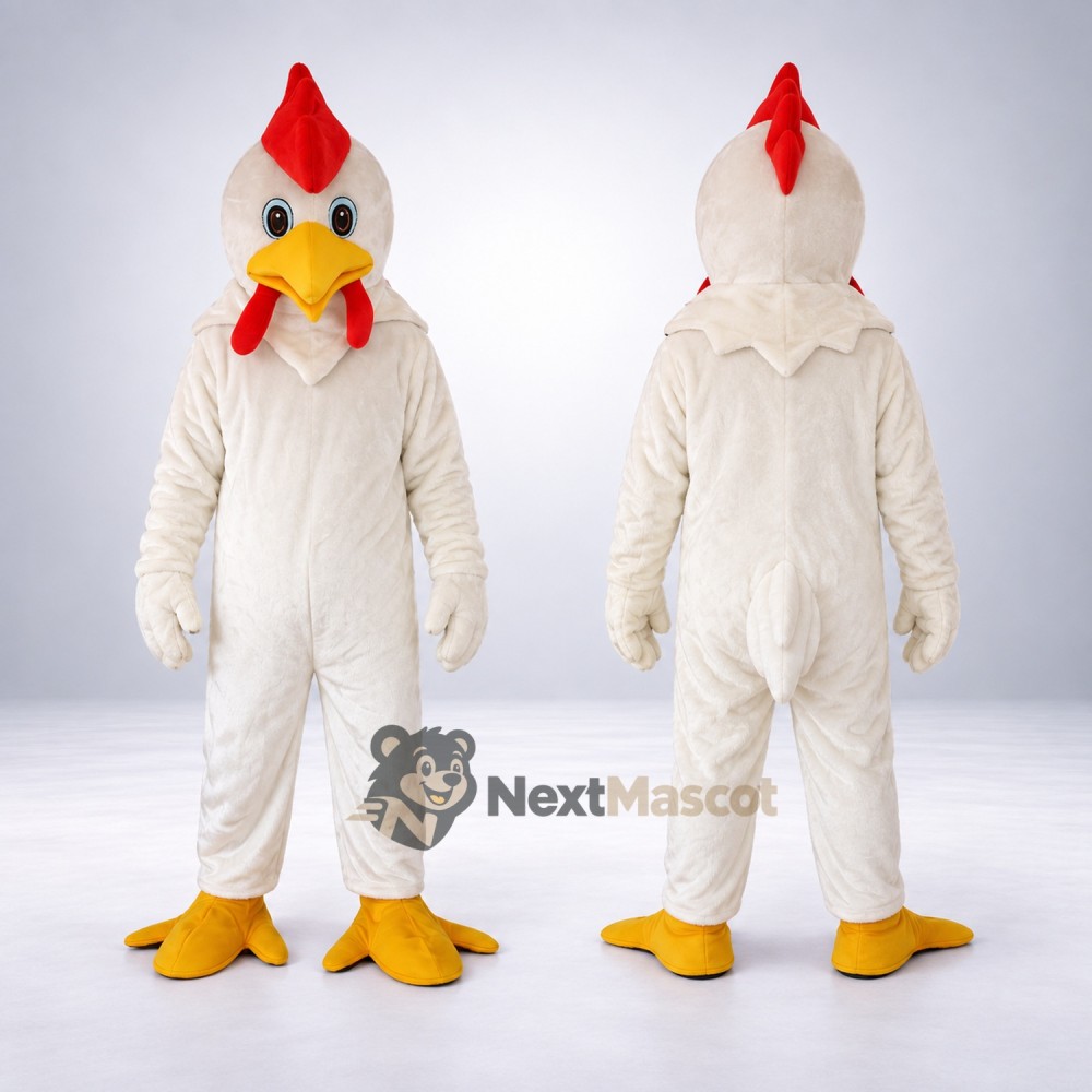 Rooster Mascot Costume - White for Street Fairs Rooster Mascot Costume - White for Street Fairs