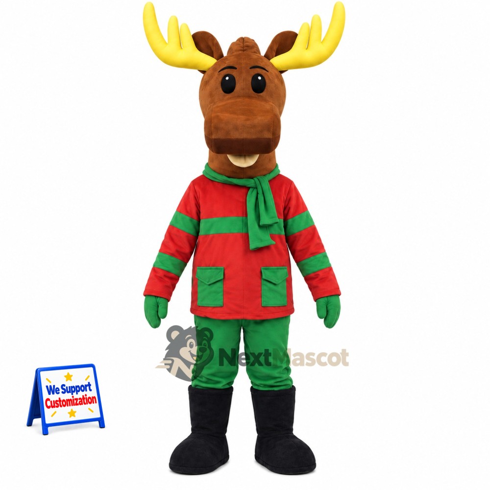 Moose Mascot Costume - Christmas Theme for Christmas Parades Moose Mascot Costume - Christmas Theme for Christmas Parades