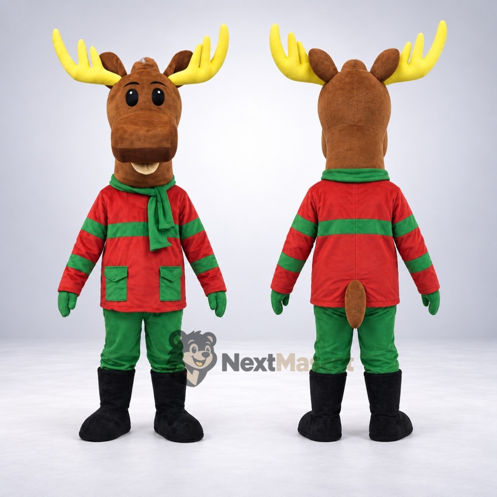 Moose Mascot Costume - Christmas Theme for Christmas Parades Moose Mascot Costume - Christmas Theme for Christmas Parades