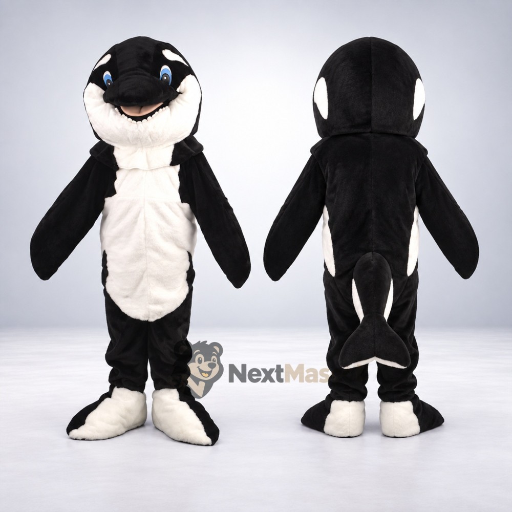 Orca Mascot Costume - Black and White for Ocean Events Orca Mascot Costume - Black and White for Ocean Events
