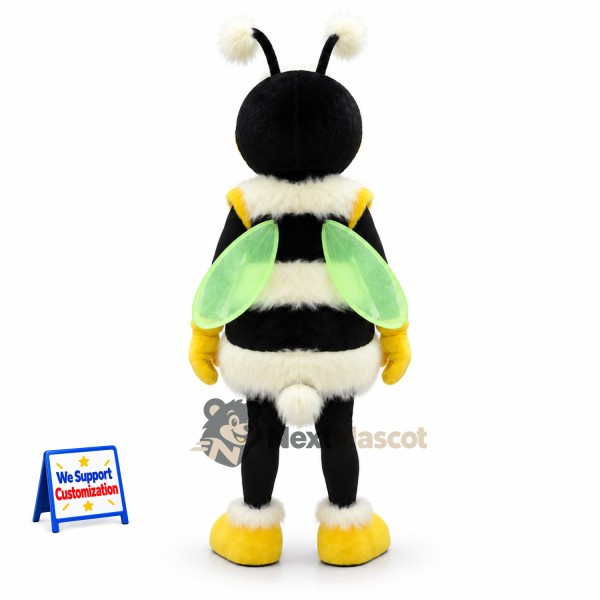Bee Mascot Costume - White Stripes and Green Wings Bee Mascot Costume - White Stripes and Green Wings