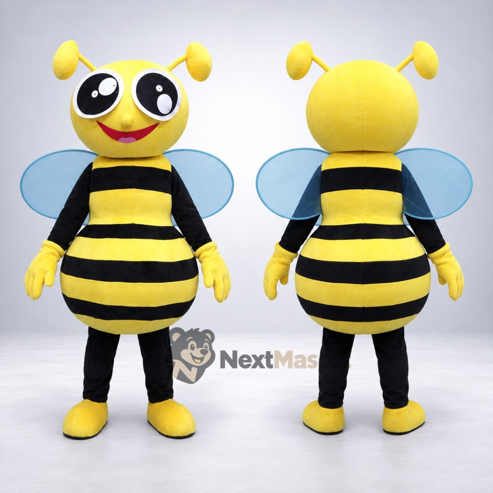 Bee Mascot Costume - Blue Wings for Nature Events Bee Mascot Costume - Blue Wings for Nature Events
