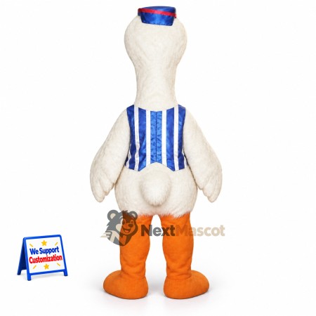Goose Mascot Costume - Blue Striped Vest and Cap Goose Mascot Costume - Blue Striped Vest and Cap