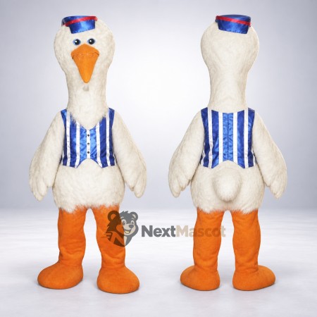 Goose Mascot Costume - Blue Striped Vest and Cap Goose Mascot Costume - Blue Striped Vest and Cap