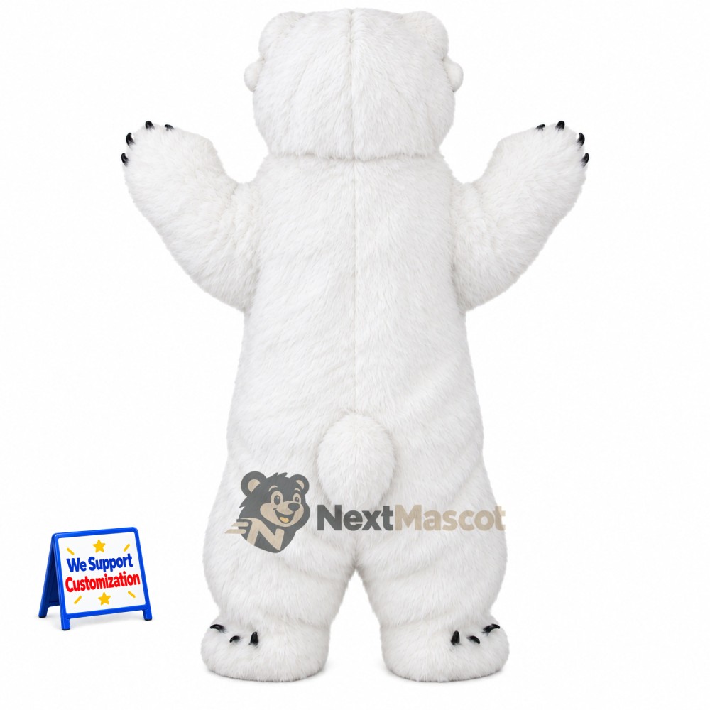 Polar Bear Mascot Costume - Red Scarf for School Events Polar Bear Mascot Costume - Red Scarf for School Events
