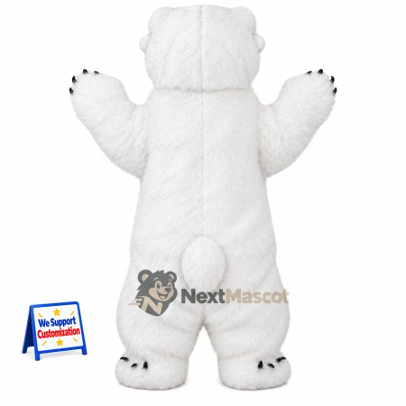 Polar Bear Mascot Costume - Red Scarf for School Events Polar Bear Mascot Costume - Red Scarf for School Events
