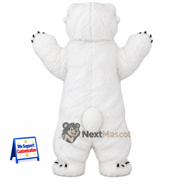 Polar Bear Mascot Costume - Red Scarf for School Events Polar Bear Mascot Costume - Red Scarf for School Events