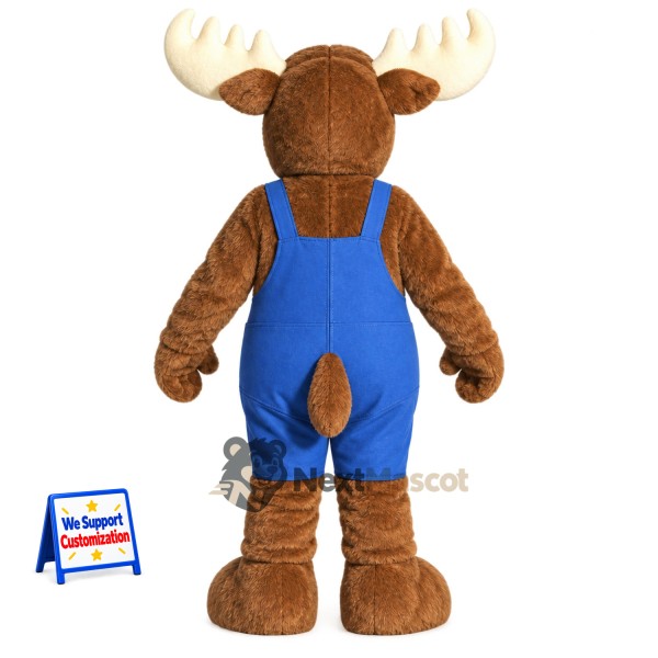 Moose Mascot Costume - Blue Overalls Moose Mascot Costume - Blue Overalls