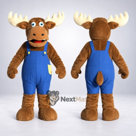 Moose Mascot Costume - Blue Overalls Moose Mascot Costume - Blue Overalls