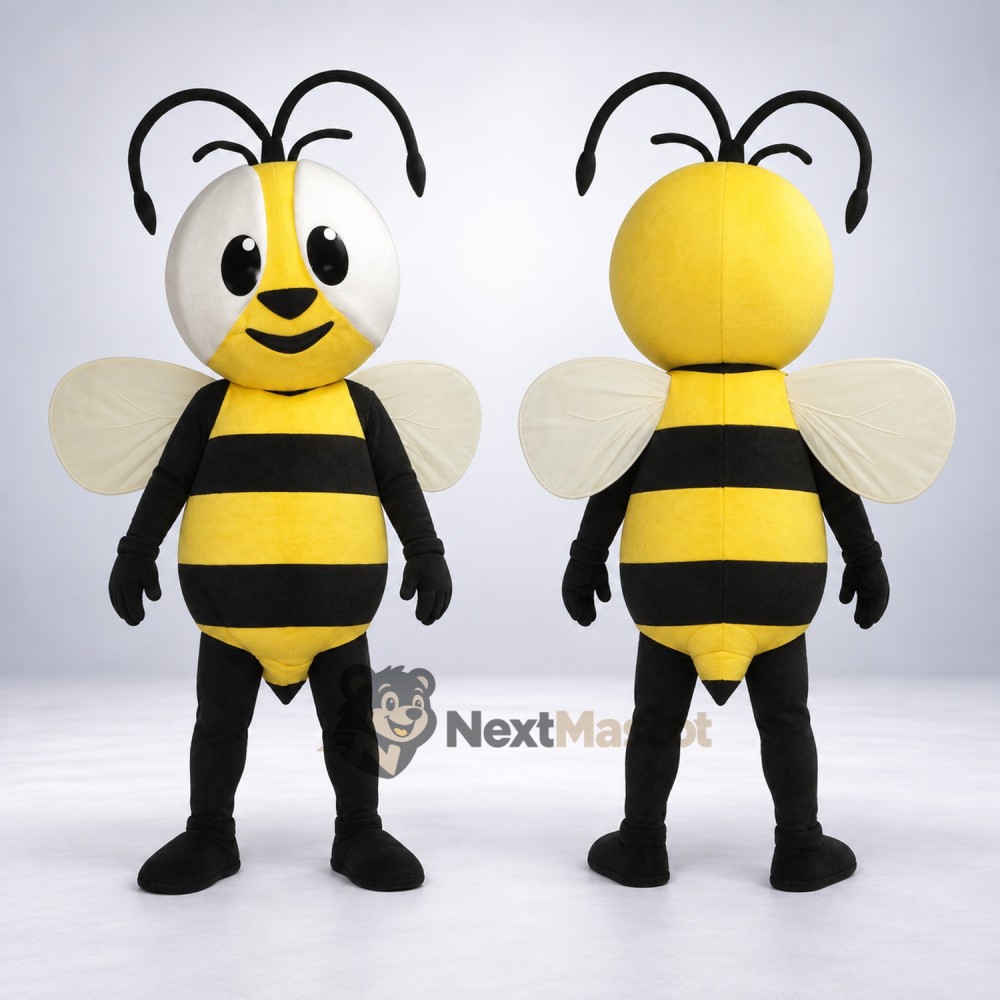 Bee Mascot Costume - Yellow, Long Curved Antennae Bee Mascot Costume - Yellow, Long Curved Antennae