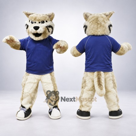 Wildcat Mascot Costume - Tan, Blue Shirt Wildcat Mascot Costume - Tan, Blue Shirt