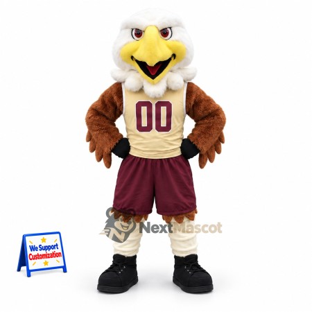Bald Eagle Mascot Costume - Maroon Sports Uniform Bald Eagle Mascot Costume - Maroon Sports Uniform