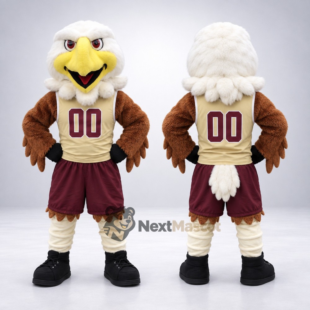 Bald Eagle Mascot Costume - Maroon Sports Uniform Bald Eagle Mascot Costume - Maroon Sports Uniform