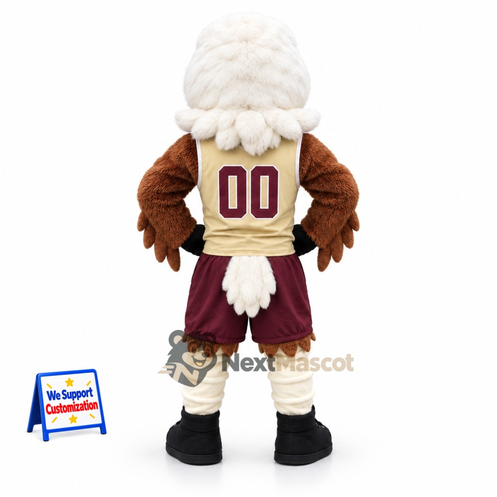 Bald Eagle Mascot Costume - Maroon Sports Uniform Bald Eagle Mascot Costume - Maroon Sports Uniform