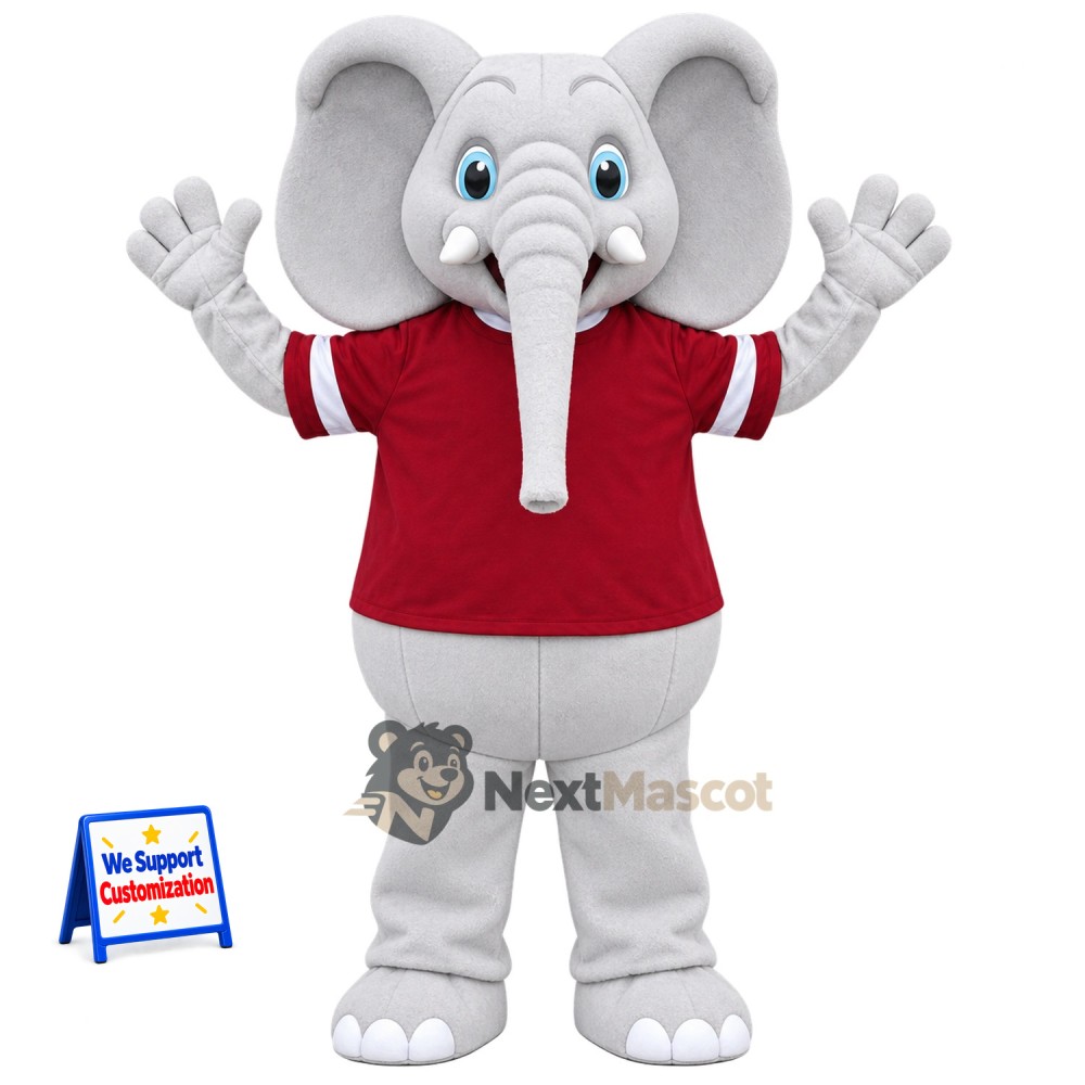 Elephant Mascot Costume - Red Shirt for Parades Elephant Mascot Costume - Red Shirt for Parades