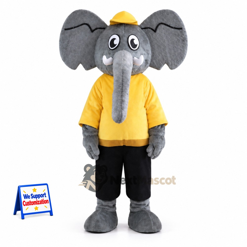 Elephant Mascot Costume - Yellow Shirt for School Events Elephant Mascot Costume - Yellow Shirt for School Events