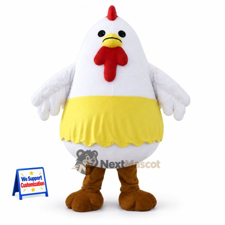 Chicken Mascot Costume - White, Yellow Skirt Chicken Mascot Costume - White, Yellow Skirt