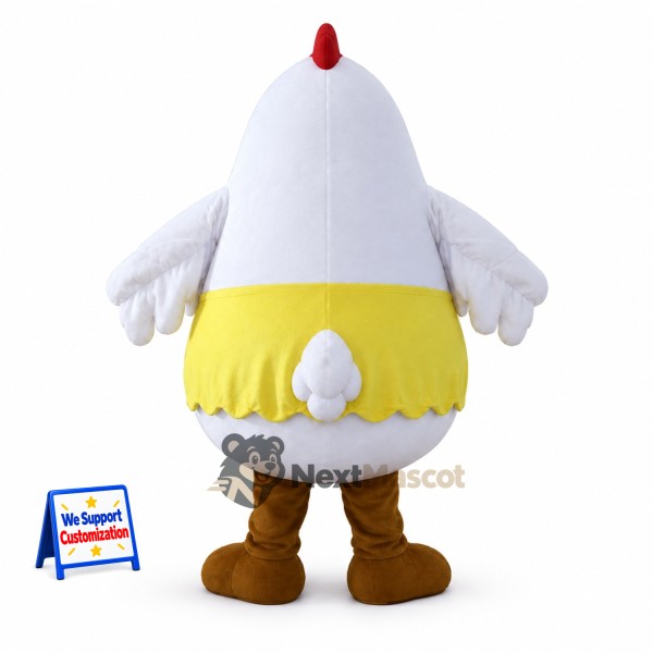 Chicken Mascot Costume - White, Yellow Skirt Chicken Mascot Costume - White, Yellow Skirt