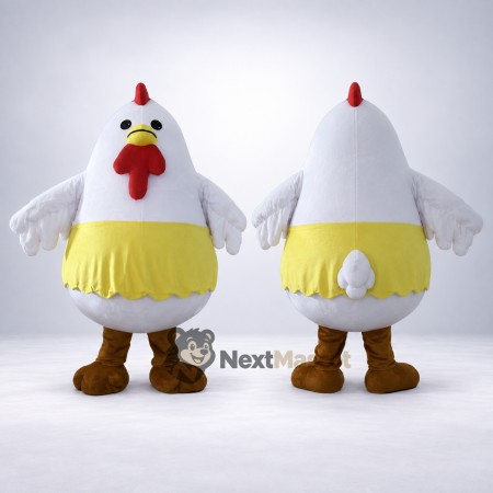 Chicken Mascot Costume - White, Yellow Skirt Chicken Mascot Costume - White, Yellow Skirt