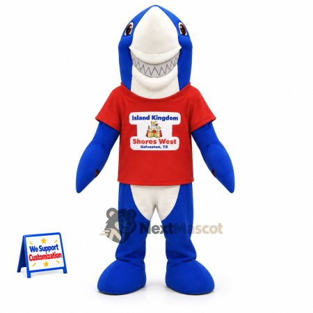 Shark Mascot Costume - Red Shirt for Ocean Events Shark Mascot Costume - Red Shirt for Ocean Events